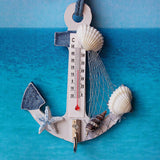 Wood Anchor Thermometer Crafts Art Wall Hanging Hook Meter Gauge Shell Nautical Decor Vintage Home Decoration Creative Gift