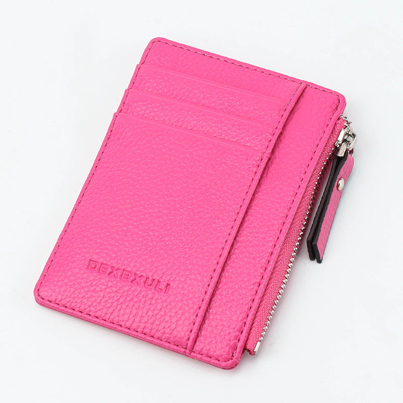 Pink Real Ostrich Skin Handmade ID Card Holders Wallet For Men And Women