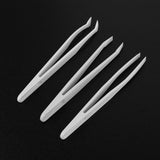 6pcs/set Carbon Fiber Plastic Tweezers Antistatic Straight Curved Anti-static Tweezers White Color Hand Tool