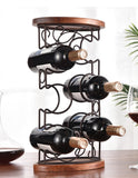 G- style Wooden Stable Wine rack oval wooden bottom iron art six bottle wine rack dining table wine cabinet decoration