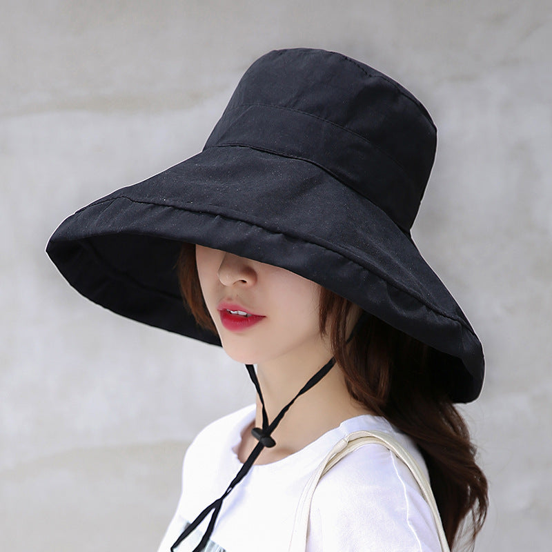 Fashion (56-58cm) Spring Summer Hats For Women Sun Protection Casual Korean  Bucket Hat Female Wide Large Brim Outdoor Travel Fashion Foldable