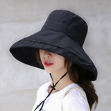 Anti-UV Wide Brim Cotton Linen Sun Hat for Women Vacation Summer