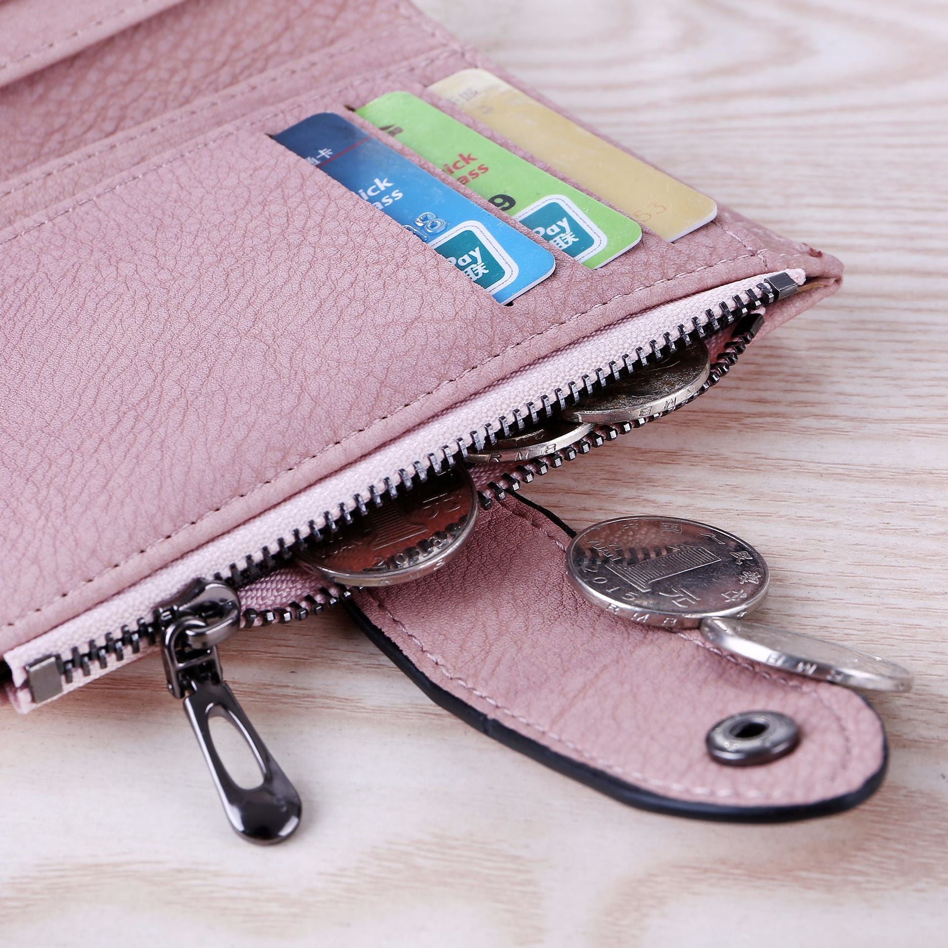 Cocopeaunts Women Tassel Wallet Ladies Small Mini Coin Purse Wallets Short Zipper Credit Card Holder for Cute Female Purses Wallet, Adult Unisex, Pink