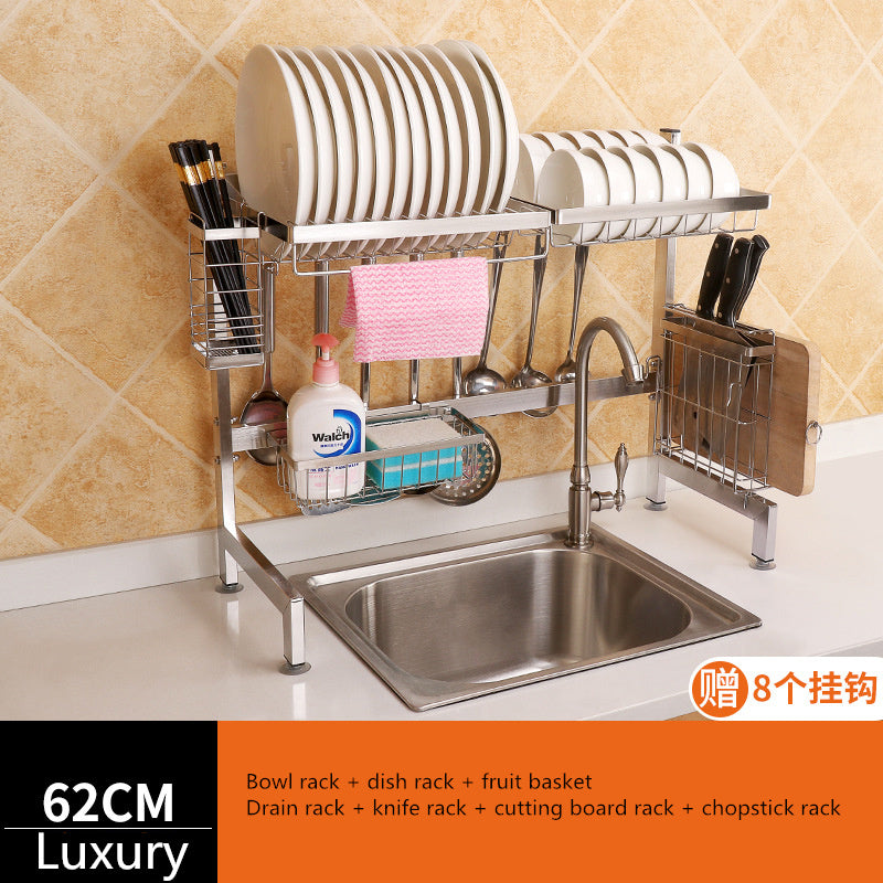 Stainless Steel Kitchen Sink Drain Rack Shelf Sishes Cutlery Organizer  Storage