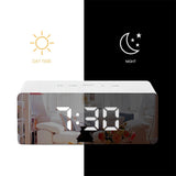 LED Mirror Alarm Clock Digital Snooze Table Clock Wake Up Light Electronic Large Time Temperature Display Home Decoration Clock