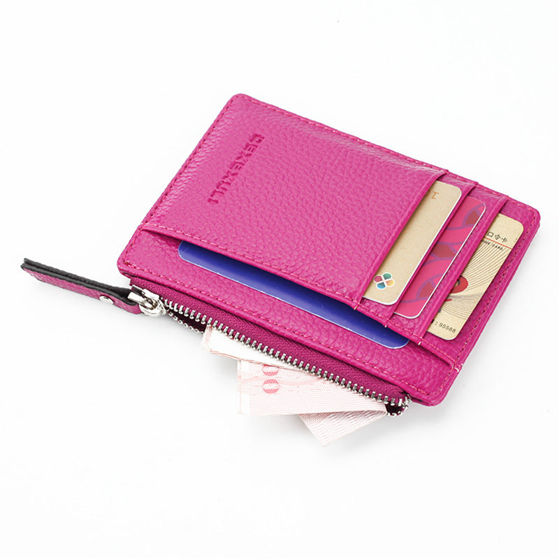Super Thin Small Credit Card Holder Wallet Women's PU Leather Key Chain ID Card Case Slim Female