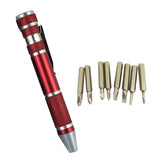 Portable 8 in 1 Aluminum Pen Style Screw Driver Multi-Tool Precision Mobile phone Repair Tool Kit Screwdriver Set Bits