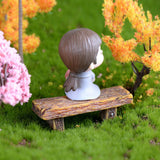 Resin wooden stool Furniture Crafts Courtyard Decoration for Miniature Dollhouse Modern Landscape Toys Fairy Garden Ornament