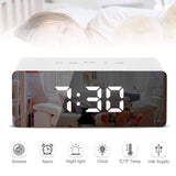 LED Mirror Alarm Clock Digital Snooze Table Clock Wake Up Light Electronic Large Time Temperature Display Home Decoration Clock