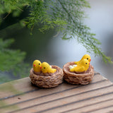 New Mini nest with birds fairy garden miniatures gnomes moss terrariums resin crafts figurines for home decoration accessories