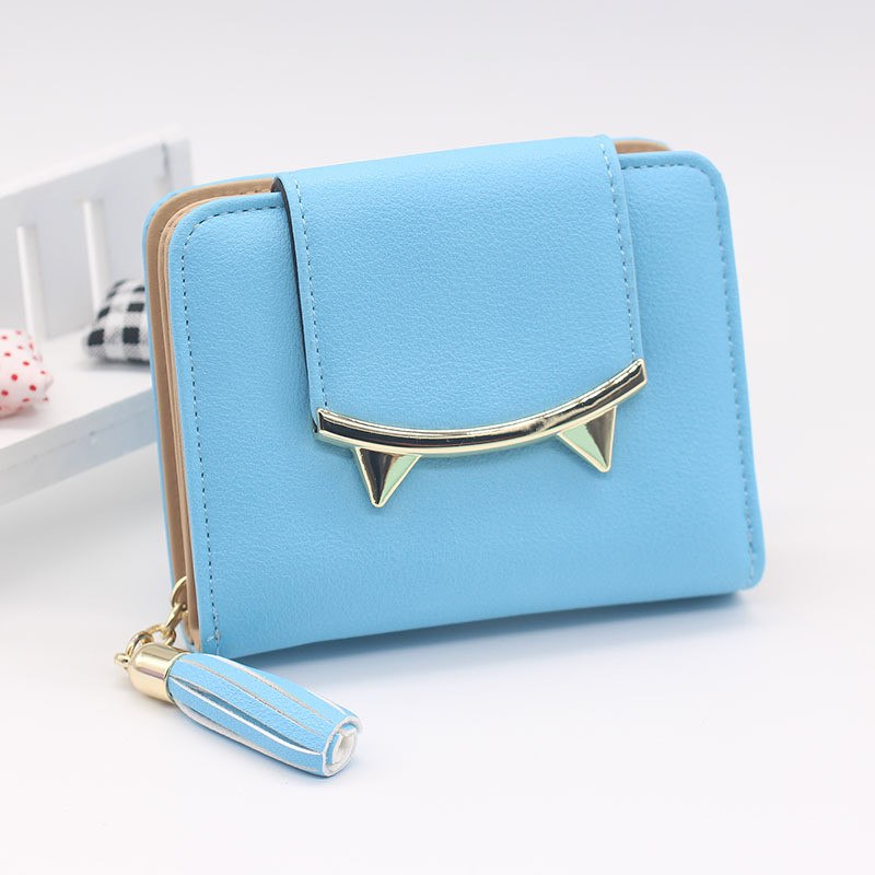 Fancy_Everyday Korean Cute Cat Anime Leather Trifold Slim Mini Wallet  Female Purse Coin Card Women Small Clutch