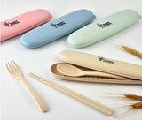 Portable Travel Cutlery Tableware Set Wheat Straw Dinnerware Sets Camping Picnic Kids School Gift Kitchen Tools