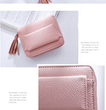 Brand Women Small Wallets Tassel Pendant Short Money Wallets PU Leather Lady Zipper Coin Pocket Purses Female Fashion Cardbag