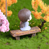 1pc long wood Bench Miniature Figurine Fairy Garden DIY Accessories Doll House Decoration cartoon animal models plastic girl toy