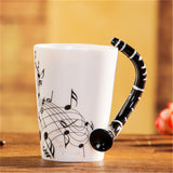 Creative Music Violin Style Guitar Ceramic Mug Coffee Tea Milk Stave Cups with Handle Coffee Mug Novelty Gifts