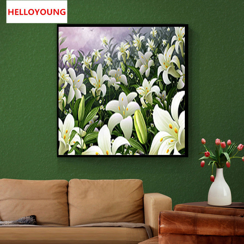 Abstract Lily Diy Diamond Painting Cross Stitch Kits - Temu