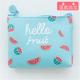 Summer New Brand Leather Purses Small Fresh Casual PU Coin Wallet Lady Fashion Fruits Pattern Cartoon Dollar Money Bag