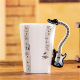 Creative Music Violin Style Guitar Ceramic Mug Coffee Tea Milk Stave Cups with Handle Coffee Mug Novelty Gifts