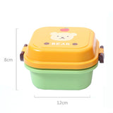 Creative Cartoon Kids Lunch Bento Box For Children Food Thermos Heated Container With 2 Food Divided Layers Kitchen Dining Tools