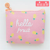 Summer New Brand Leather Purses Small Fresh Casual PU Coin Wallet Lady Fashion Fruits Pattern Cartoon Dollar Money Bag