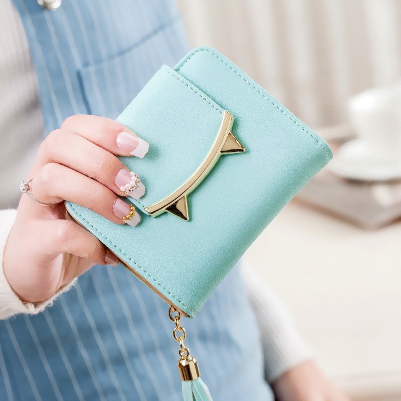 MOZXIRZ Women Girls Wallet Cute Flower Tri-Fold Wallet PU Leather Purse Slim Short Wallet Small Trifold Cash Card Holder Bag (Green)