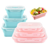 Silicone Lunch Box Portable Bowl Colorful Folding Food Container Lunchbox 350/500/800/1200ml Eco-Friendly