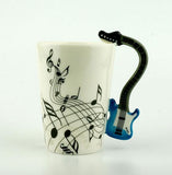 Creative Music Violin Style Guitar Ceramic Mug Coffee Tea Milk Stave Cups with Handle Coffee Mug Novelty Gifts