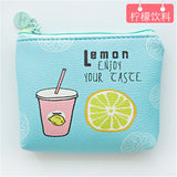 Summer New Brand Leather Purses Small Fresh Casual PU Coin Wallet Lady Fashion Fruits Pattern Cartoon Dollar Money Bag