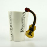 Creative Music Violin Style Guitar Ceramic Mug Coffee Tea Milk Stave Cups with Handle Coffee Mug Novelty Gifts