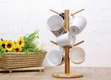 6 hook peg wooden Hanging Tea Cup Coffee Mug Tree Rack Holder Kitchen Storage 18x35cm