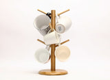 6 hook peg wooden Hanging Tea Cup Coffee Mug Tree Rack Holder Kitchen Storage 18x35cm