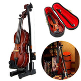 New Mini Violin Upgraded Version With Support Miniature Wooden Musical Instruments Collection Decorative Ornaments Model