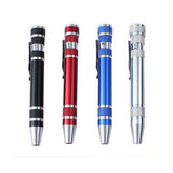 Portable 8 in 1 Aluminum Pen Style Screw Driver Multi-Tool Precision Mobile phone Repair Tool Kit Screwdriver Set Bits