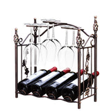 New multifunctional wine rack hold 4 bottles and 6 glasses disassembly wine bottles rack wine glass rack European iron wine rack