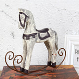 Modern Europe Style Trojan Horse Statue Wedding Decor Wood Horse Retro Home Decoration Accessories Rocking Horse Ornament Gifts