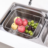 Stainless Steel Vegetables Drain Rack Adjustable Sink Fruit Storage Holder Dish Home Organizer Drying  Kitchen Functional Basket